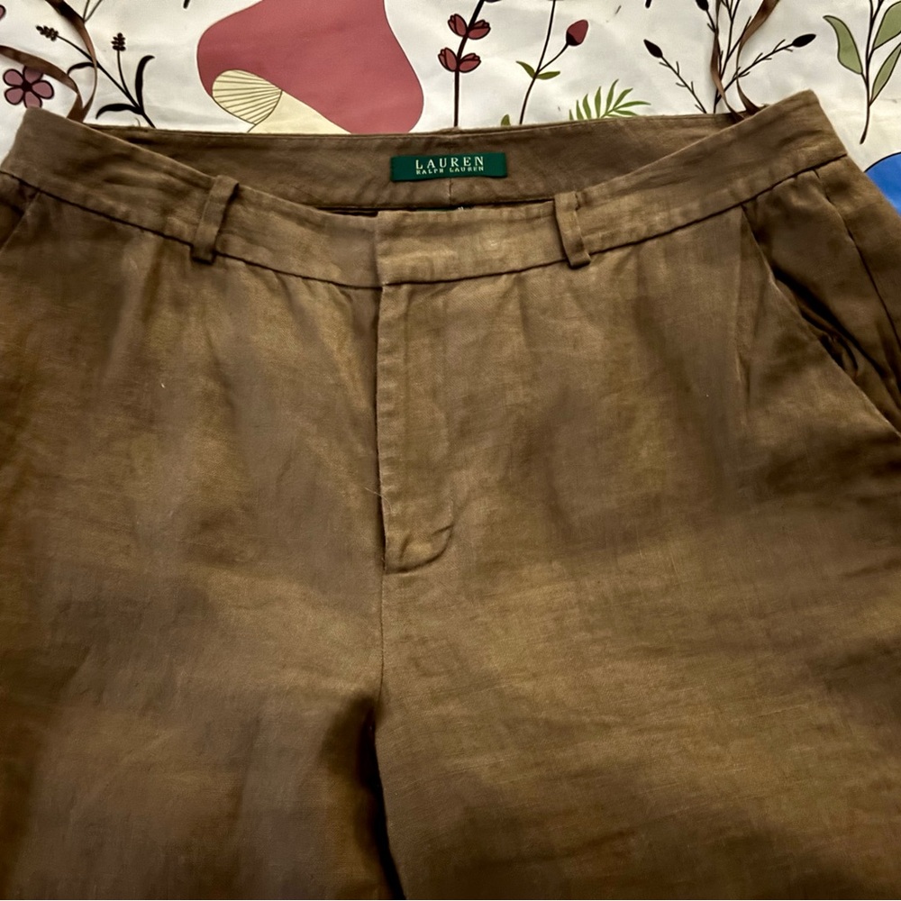 Lauren Ralph Lauren Olive Linen Trousers
